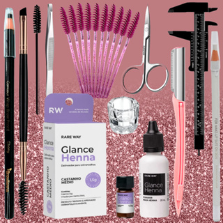 Kit Design De Sobrancelha Completo Henna Glance Profissional e Iniciante Rare Way Kit Sombrancelhas em Oferta na Shopee