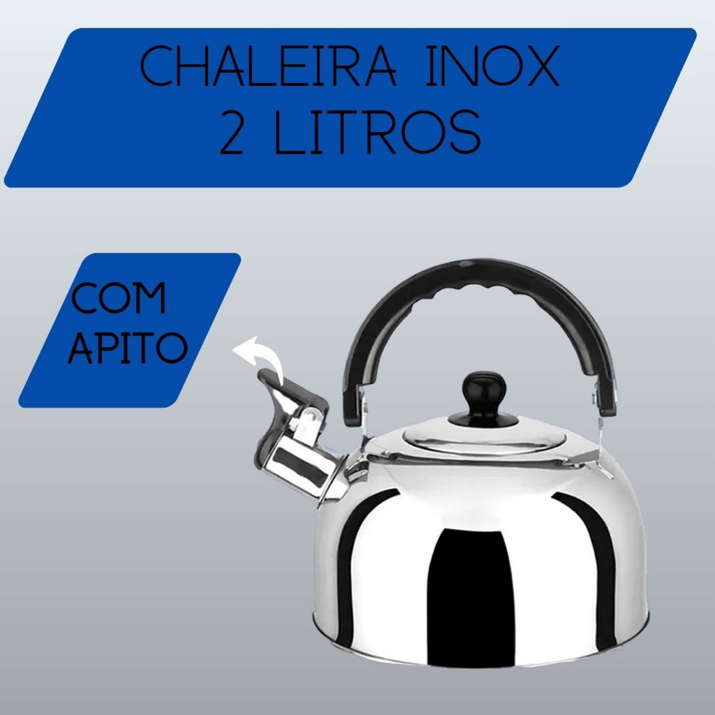 Chaleira Inox com Apito Ferve Rápido Fogão Gás Indução Elétrico