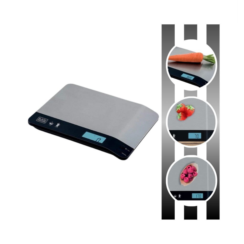 Balança De Cozinha Compacta e Portátil BC500 Capacidade de 5Kg À Pilha Black Decker em Oferta na Shopee