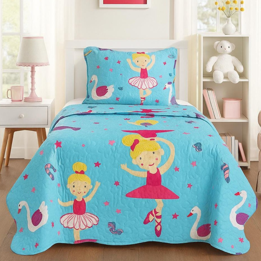 Colcha Cobre Leito Infatil Solteiro Estampado Menina e Menino Matêlado Kids 2 Peças em Oferta na Shopee