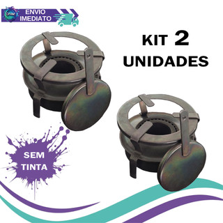 KIT 2 Unidades Fogão Fogareiro Portátil Preto 1 Boca Espiriteira à Álcool com Abafador Camping Pesca