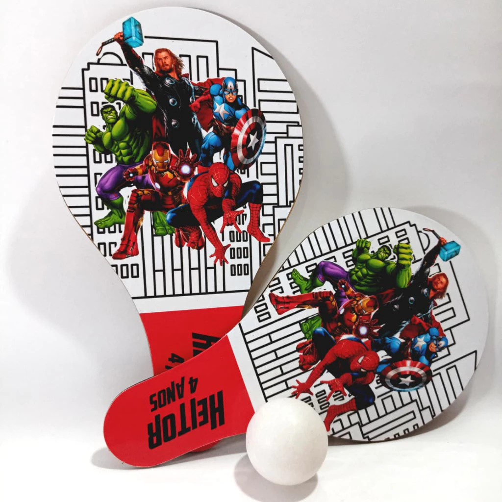 Raquete Ping Pong Personalizada Infantil Temáticas Lembrancinha Festa Aniversário Copa 10 à 50 pares (vide variações)