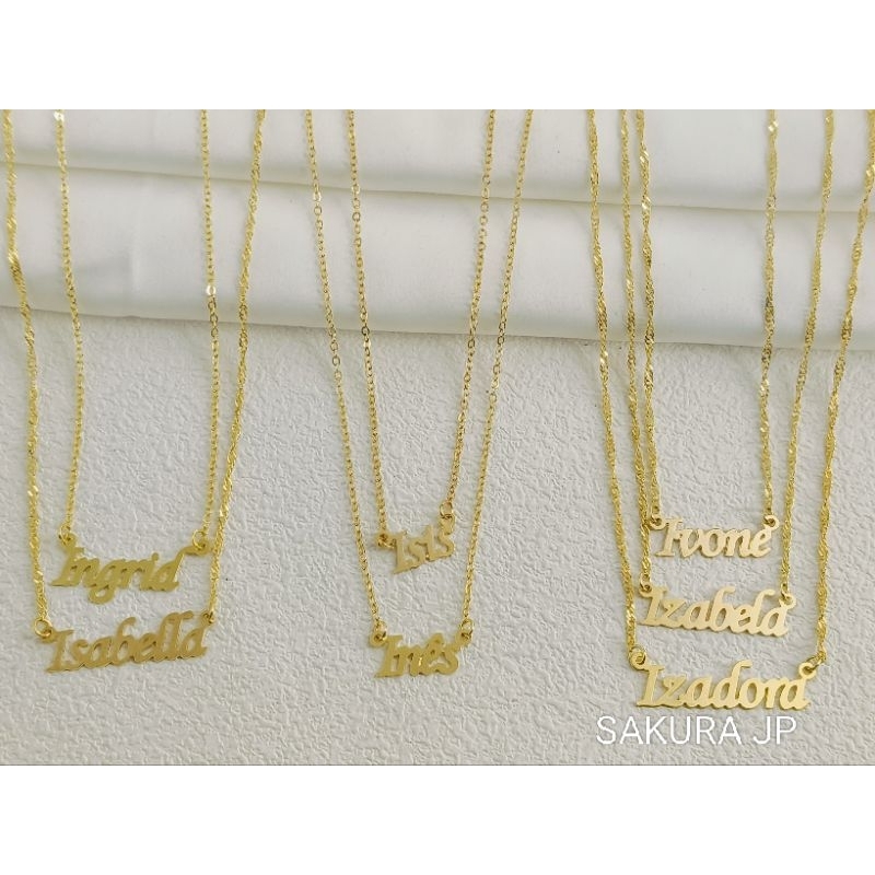 Colar com Nome Personalizado inicial I corrente folheado a ouro