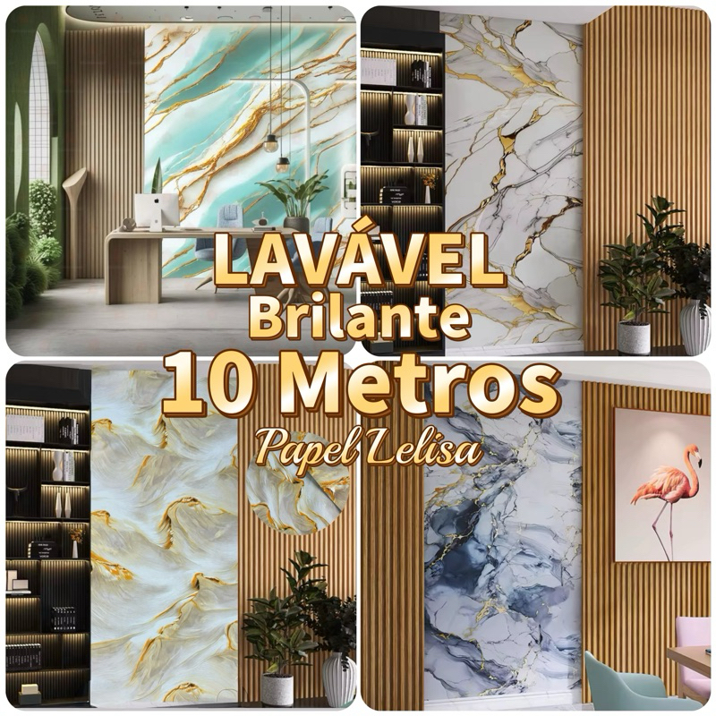 Papel de parede Adesivos  Brilhante 10 Metro x 60 cm Resistente a Agua/Óleo em Oferta na Shopee