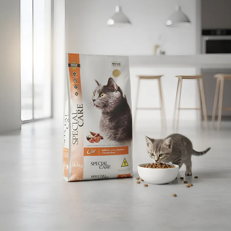 RAÇÃO Kit 5 Special Care Cat – 5×1 kg - Gatos Adultos e Filhotes - Salmão/Arroz/Mandioca/Batata Doce em Oferta na Shopee
