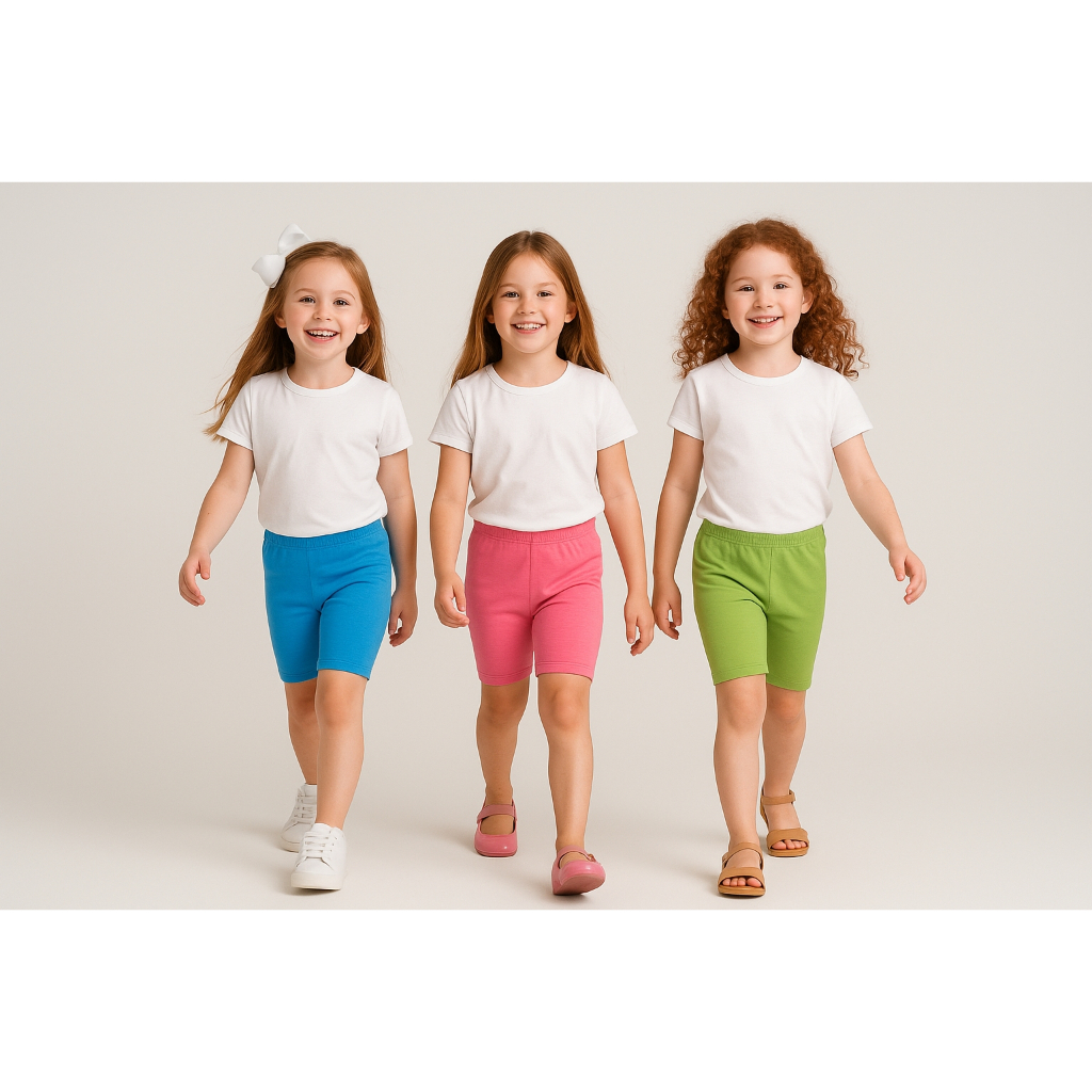 Kit 3 Bermuda Ciclista Verão Infantil de Menina 1 ao 10 Anos