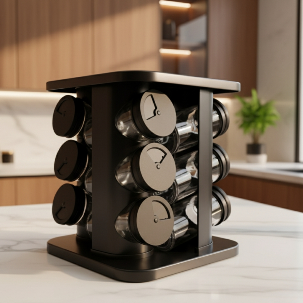 Porta Tempero com 9 e 12 Potes de Vidro Suporte Giratório Diamond e Liso em Oferta na Shopee