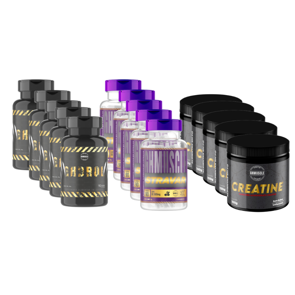 5 Ghdrol + 5 Stravar + 5 Creatina - Laboratório Ghmuscle