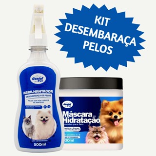 Máscara De Hidratação Intensiva + Fluido Desembaraçador De Pelos Para Cachorro e Gatos Genial Pet em Oferta na Shopee
