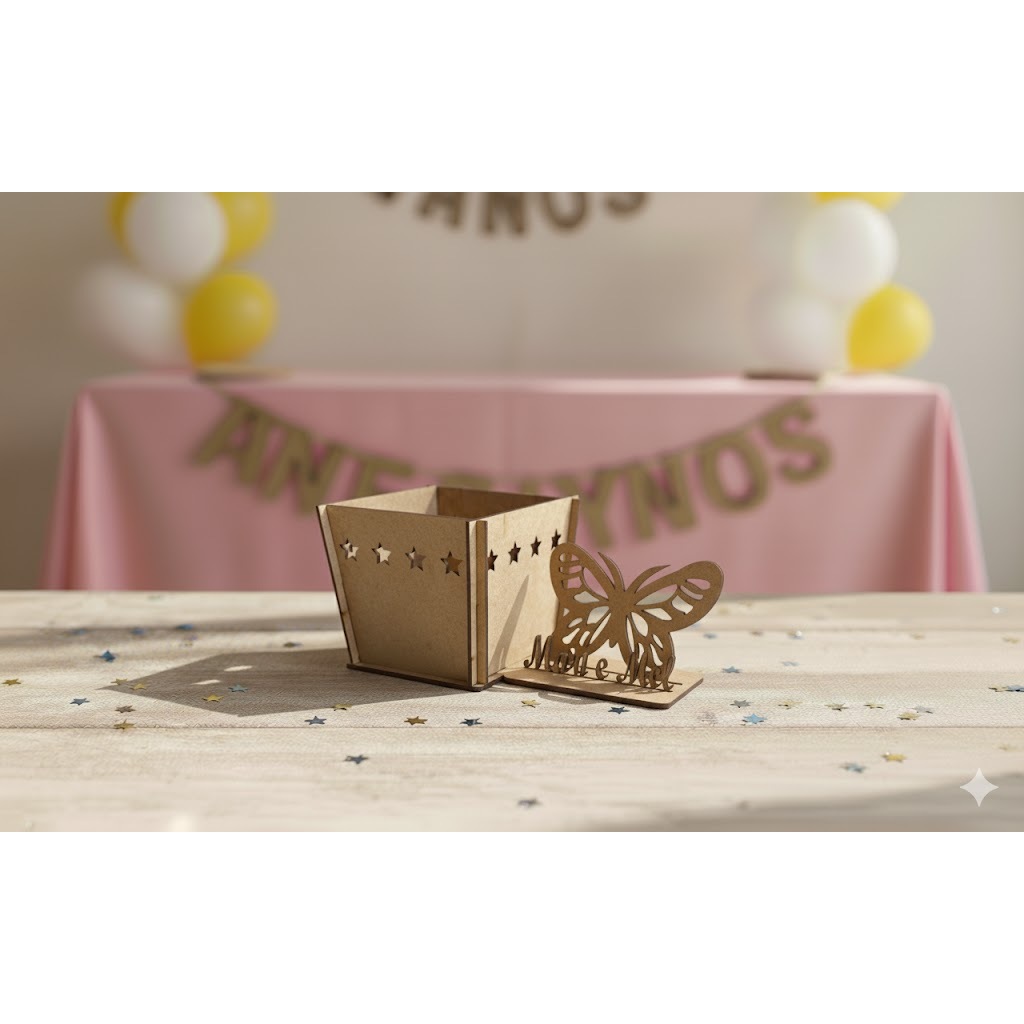 10un Lembrancinha Cachepô Borboleta Mdf Cru Centro De Mesa Personalizado