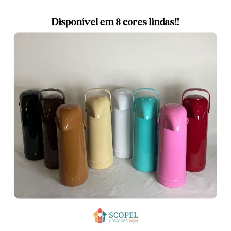 Garrafa Térmica 1 litro Termolar Magic Pump com ampola de vidro em Oferta na Shopee