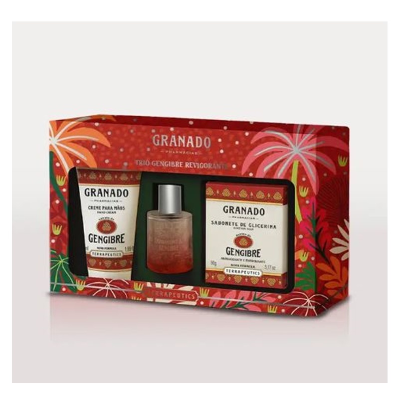 Kit Trio Granado Gengibre Energizante Mini Para Presentear Colônia Gengibre + Sabonete e Creme para mãos