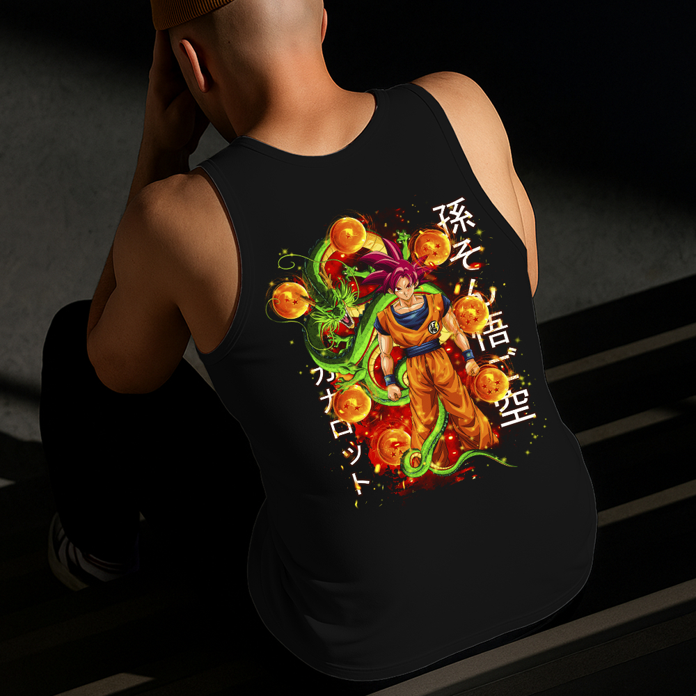 Camiseta Regata Masculina Estampada Goku God 100% Algodão Estilo Conforto Diário Do Tamanho P ao GG