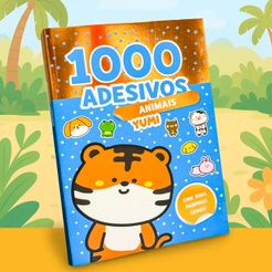 Livro Infantil e Adulto 44 Cenários Divertidos Com 1000 Adesivos Animais Fofinhos