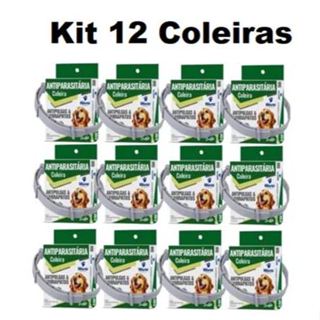 Kit 12 Coleiras Dugs Antipulgas e Carrapatos p/Cães 17g c/ 56cm- World Veterinária em Oferta na Shopee