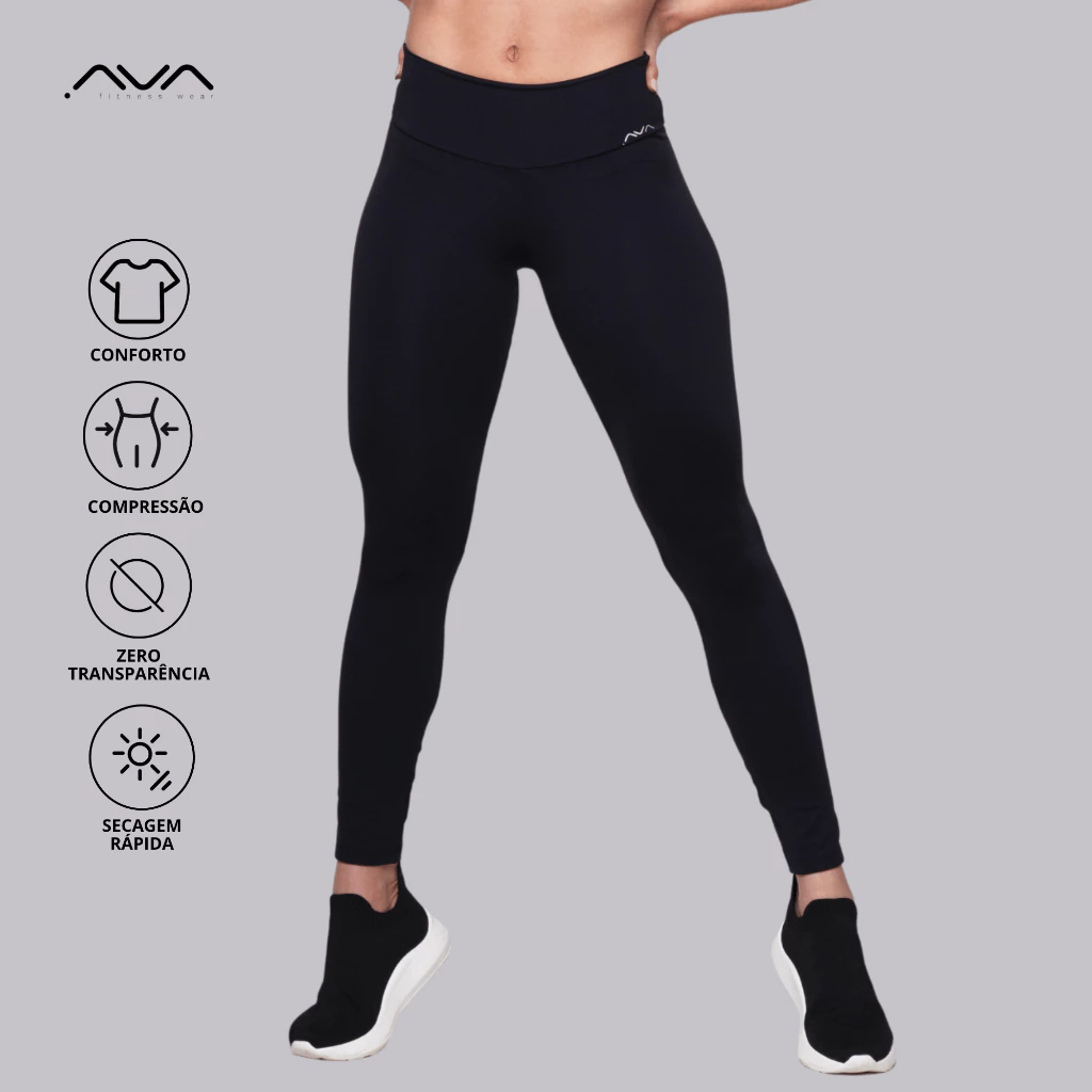 Calça Legging Feminina Suplex Poliamida Básica Alta Compressão e Zero Transparência AVA Fitness — imagem 1