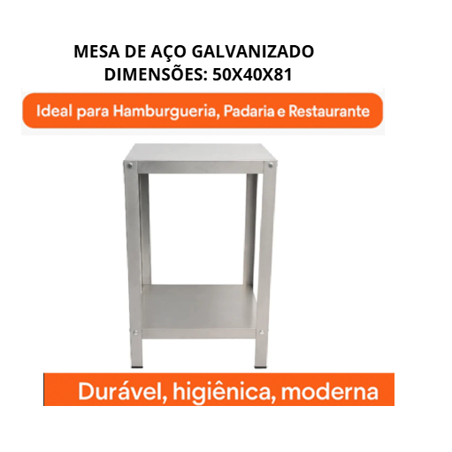Mesa Auxiliar Aço Industrial 2 Bandejas Cozinha Reforçada Zp em Oferta na Shopee