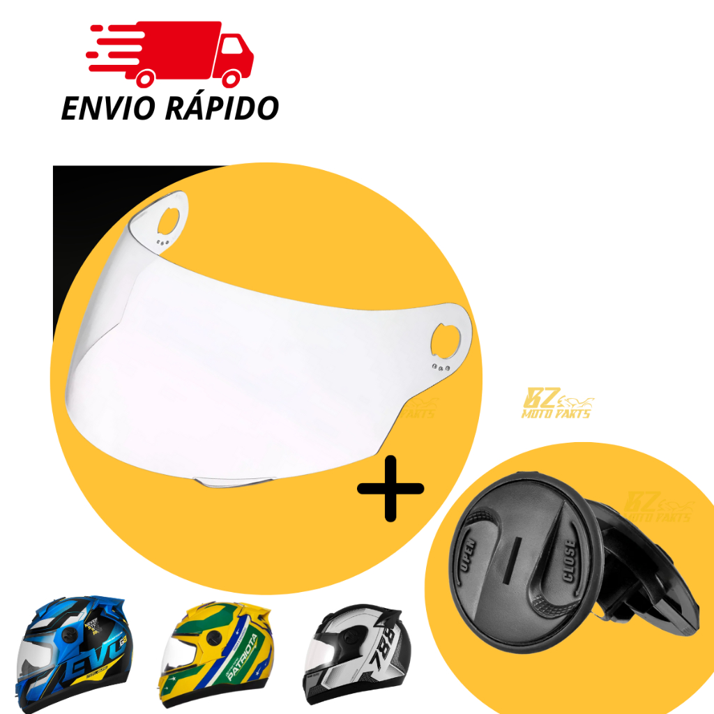 VISEIRA CRISTAL ORIGINAL PRO TORK EVOLUTION 788 (G1 AO G8) + 1 PAR DE REPAROS LATERAIS
