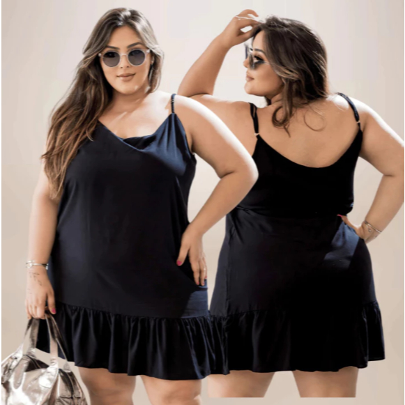 Vestido Feminino Babado Curto Plus Size Tamanho 36 ao 42 de Alcinha Larguinho Moda Verão Soltinho G1 G2 Moda Mulher