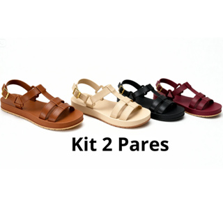 KIT 2 Pares Sandália Papete Plataforma Feminina Adulta Confort Lançamento em Oferta na Shopee