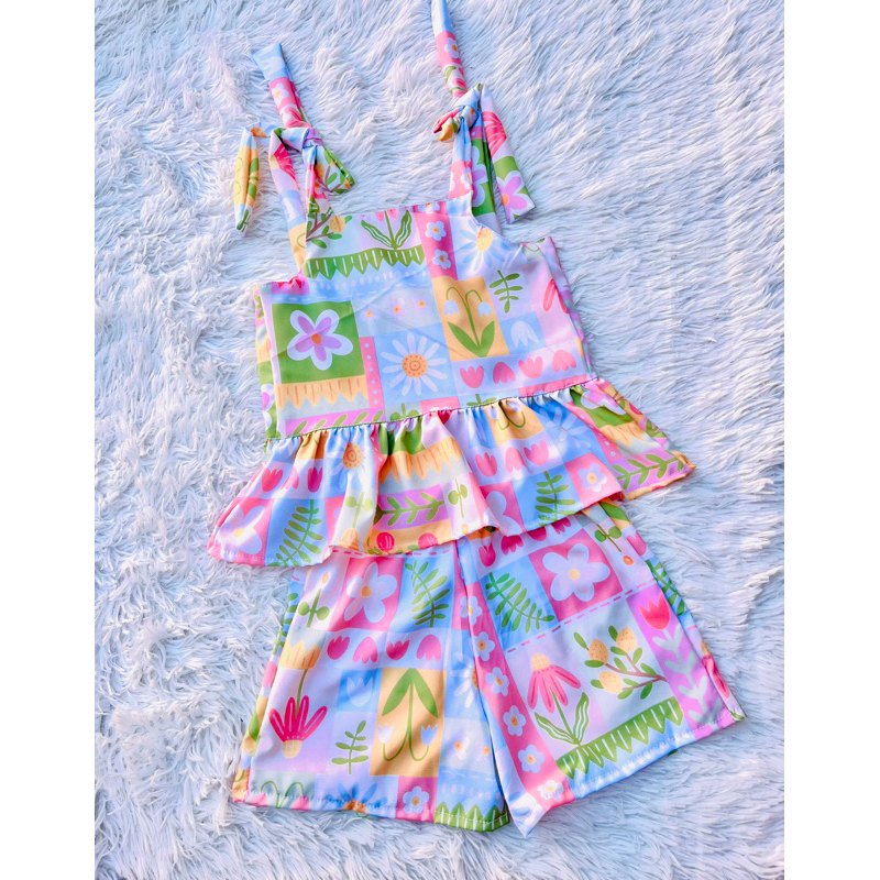 conjunto infantil batinha peplum com short estampa digital estampas lindas e vibrantes alcas regula tecido super macio