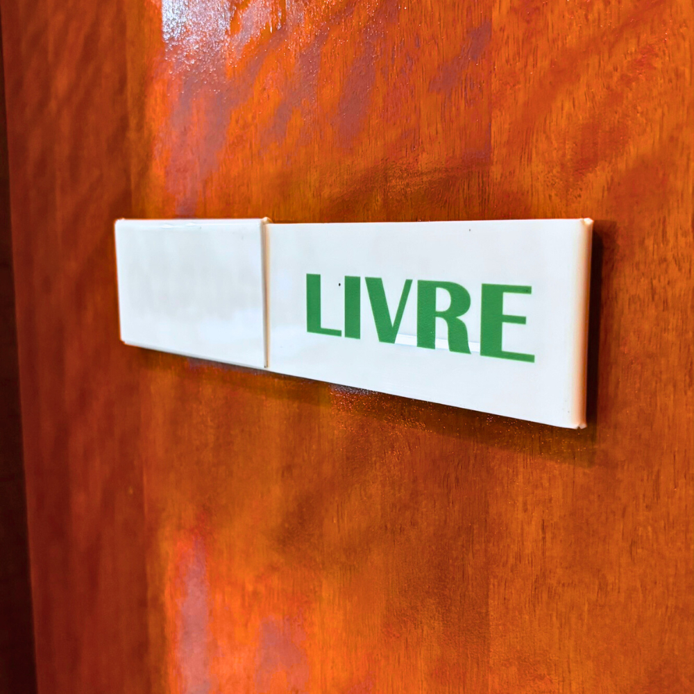 Placa Ocupado e Livre para Escritorio ou Banheiro em Acrilico Dupla Face