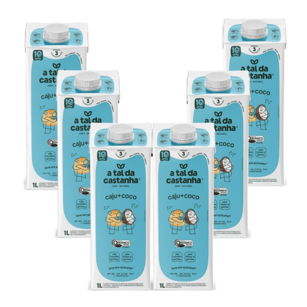 Bebida Vegetal A Tal da Castanha Caju e Coco - Kit com 6 unidades (6L) em Oferta na Shopee