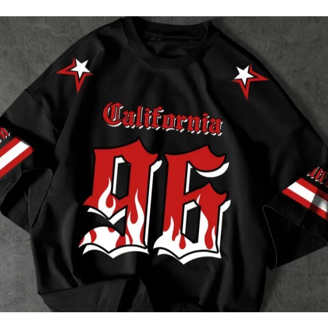 Camiseta Premium Larga Moda Gringa 96 California Premium dia a dia 100% Algodão oversized