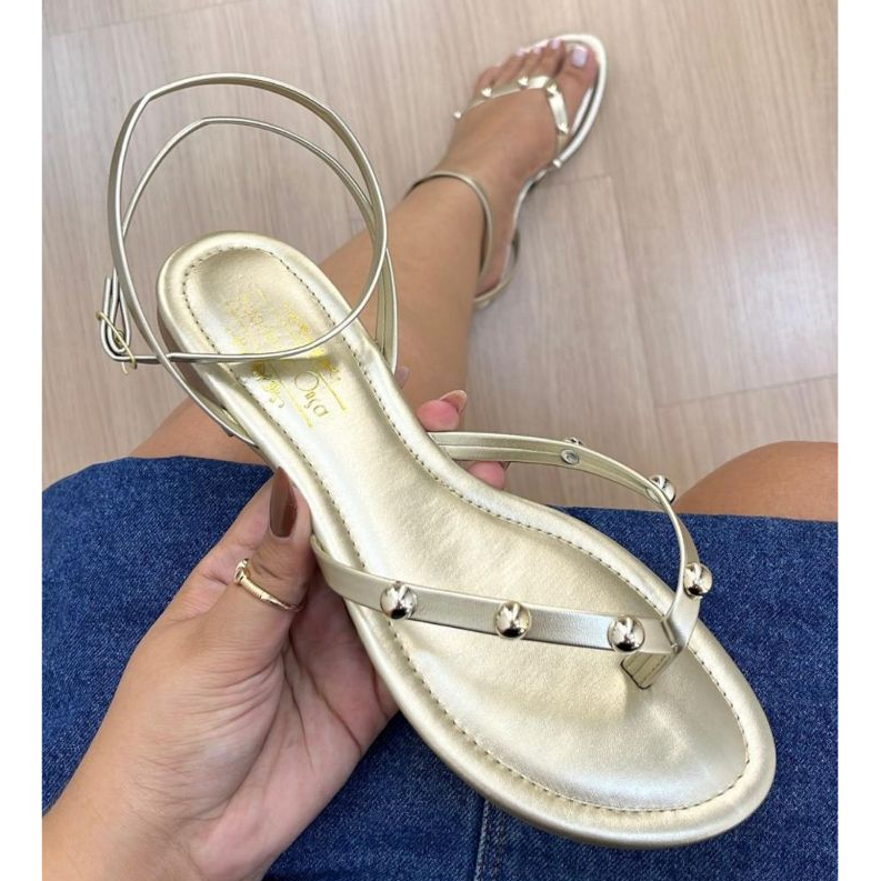 Sandália Rasteira Feminina Detalhe Metal Ajuste Fivela Tornozelo Confortável (Ref 2012) em Oferta na Shopee