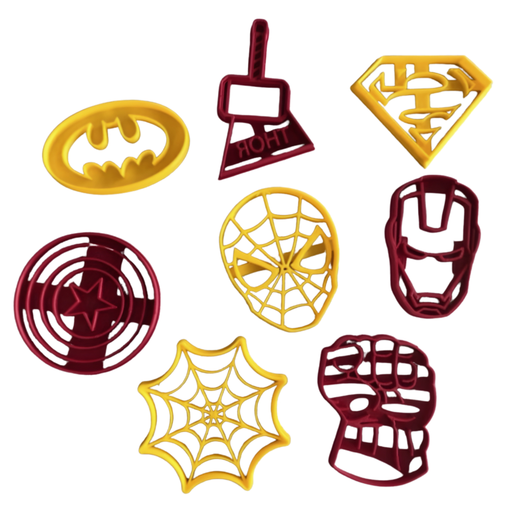 Cortador Biscoito Molde Forma HEROIS SUPERMAN HOMEM DE FERRO Marcador Carimbo Pasta Americana Massa