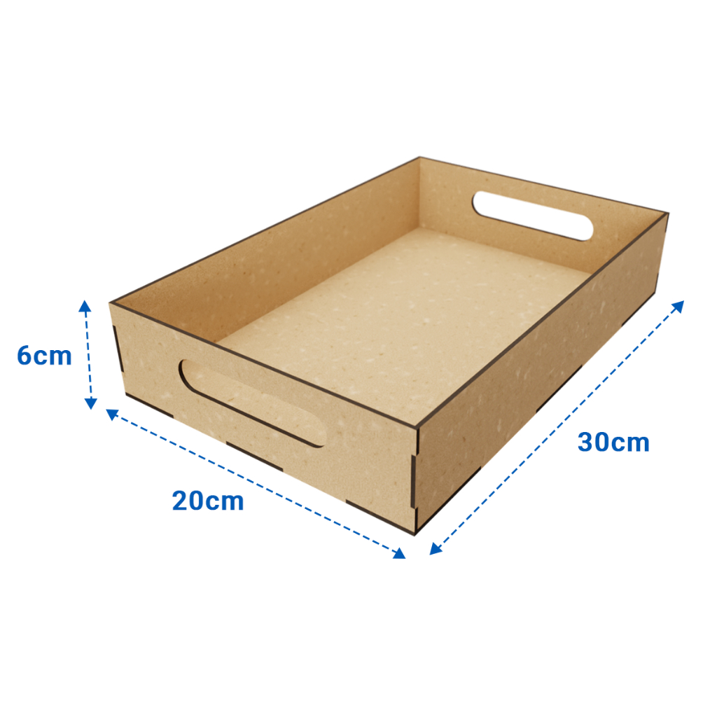 Bandeja MDF Cru 30x20x5cm | Ideal para Cesta de Presente, Café da Manhã, Artesanato, Lembrancinhas e Decoração