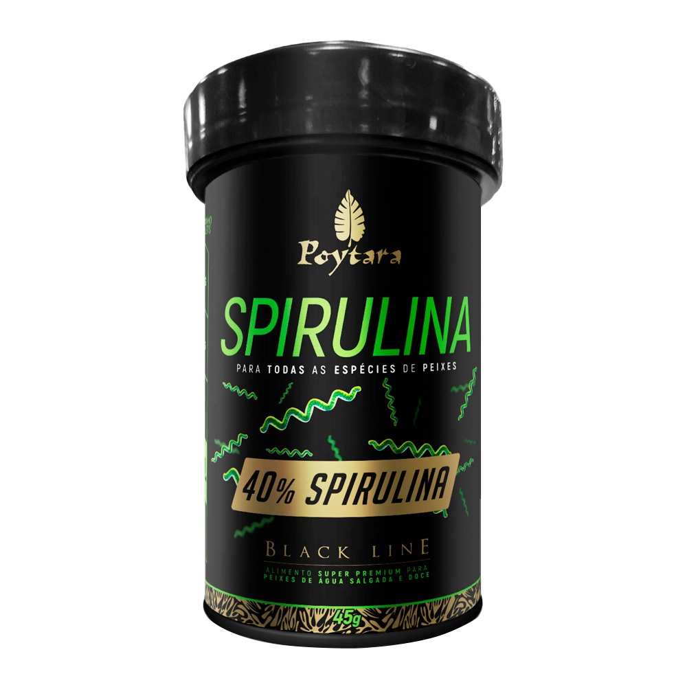 Ração Poytara Spirulina 40% Black Line 45g Sem Corantes