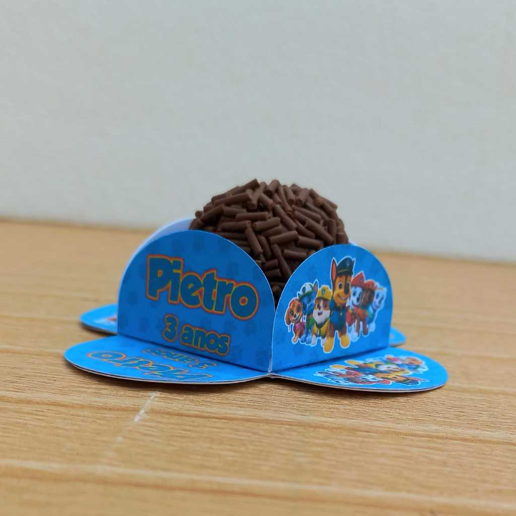 Forminha de Doce Brigadeiro Personalizada Patrulha Canina - 4 pétalas / Festa de aniversário / Lembrancinha