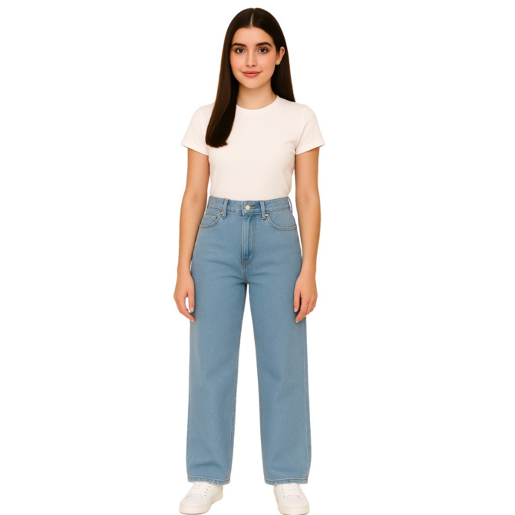Calça Wide Leg Jeans Corte reto Infantil e Juvenil  Estampada Meninas em Oferta na Shopee