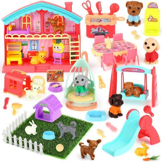 Brinquedo Infantil Pet Shop Com Cachorrinhos e Acessórios