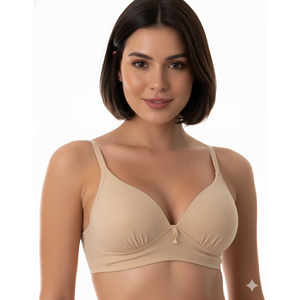 Sutiã Canelado Bojo Soft. Conforto e Ajuste Ideal. Não Amassa. 83% Poliamida/17% Elastano. em Oferta na Shopee