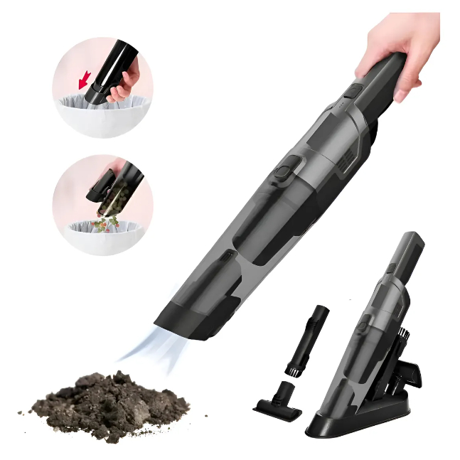 Aspirador De Pó Preto De Mão Para Carro Sofá Recarregável Sem Fio Potente