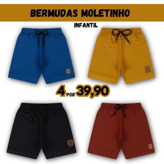 Kit 4 Bermudas Infantil Menino Masculino Moletinho Algodão Sortido Kit Roupa Infantil Verão em Oferta na Shopee