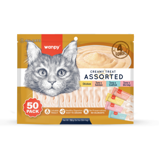 Petisco Cremoso Para Gatos Truly Wanpy Creamy 40 Unidades 50 Unidades Sabores Variados