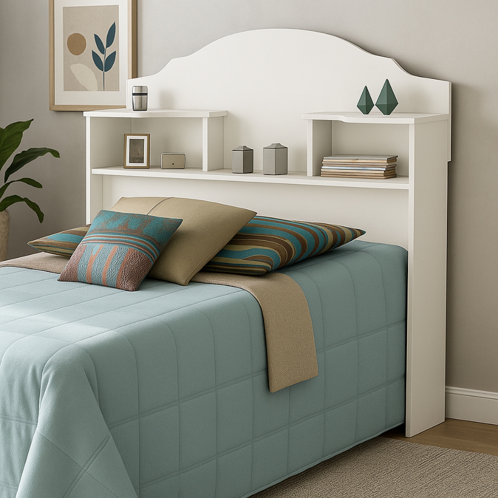 Cabeceira de Cama Solteiro Box Evelyn 90cm Com Nichos Prateleiras Organizadores em Oferta na Shopee