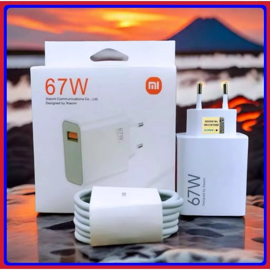 Carregador Turbo 67W Xiaomi Carregamento super rápido Tipo c Carregador rápido de interface USB C