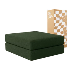 Futón Dobrável em Tecido Bouclé LuxBlend - Converte em Colchão de Solteiro – Sofá na Caixa