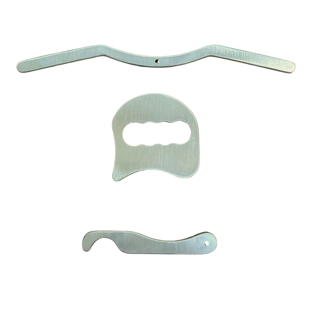 Kit com 3 Instrumentos De Liberação Miofascial Iastm Massagem Guidão Soco Gancho Alumínio