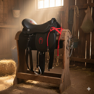 Sela Mangalarga Completa Tamanho Adulto com Acessórios na Cor Vermelha ou Preta em Oferta na Shopee