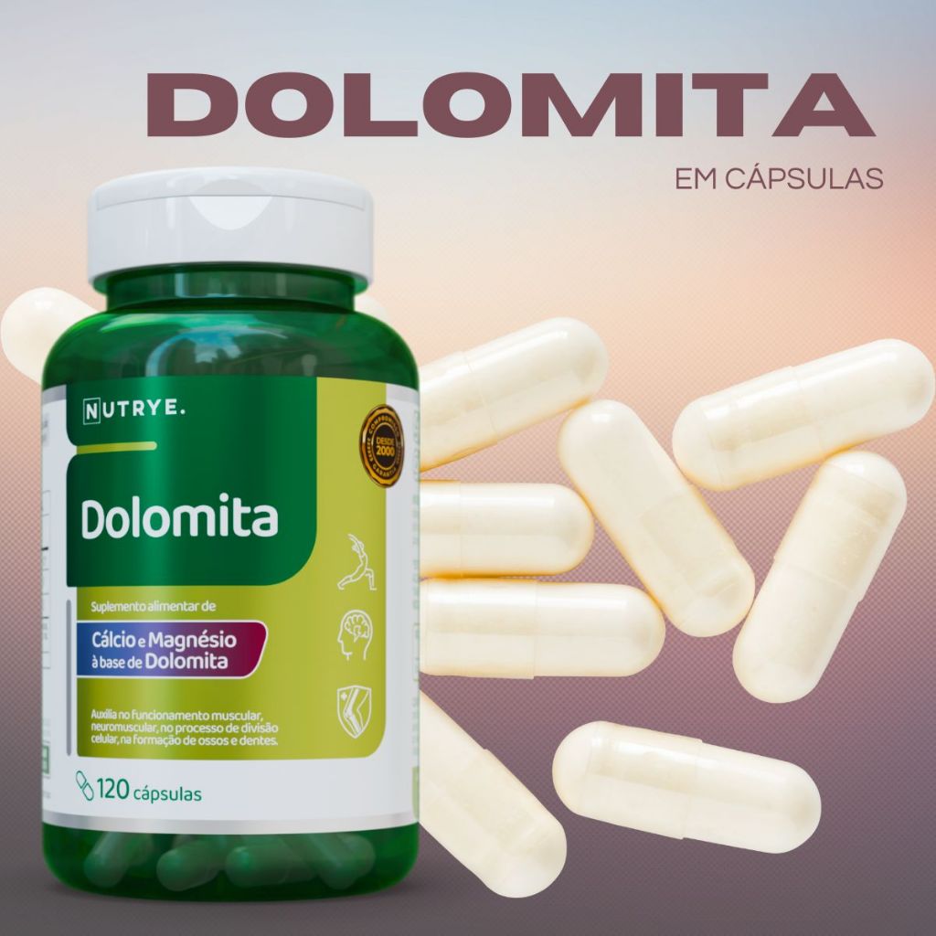 Dolomita 120 caps 600 mg Fonte de Cálcio e Magnésio - Nutrye