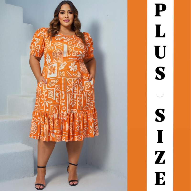 PLUS SIZE Vestido curto midi moda evangélica tamanho grande modelagem ampla veste bem 46 ao 54. em Oferta na Shopee