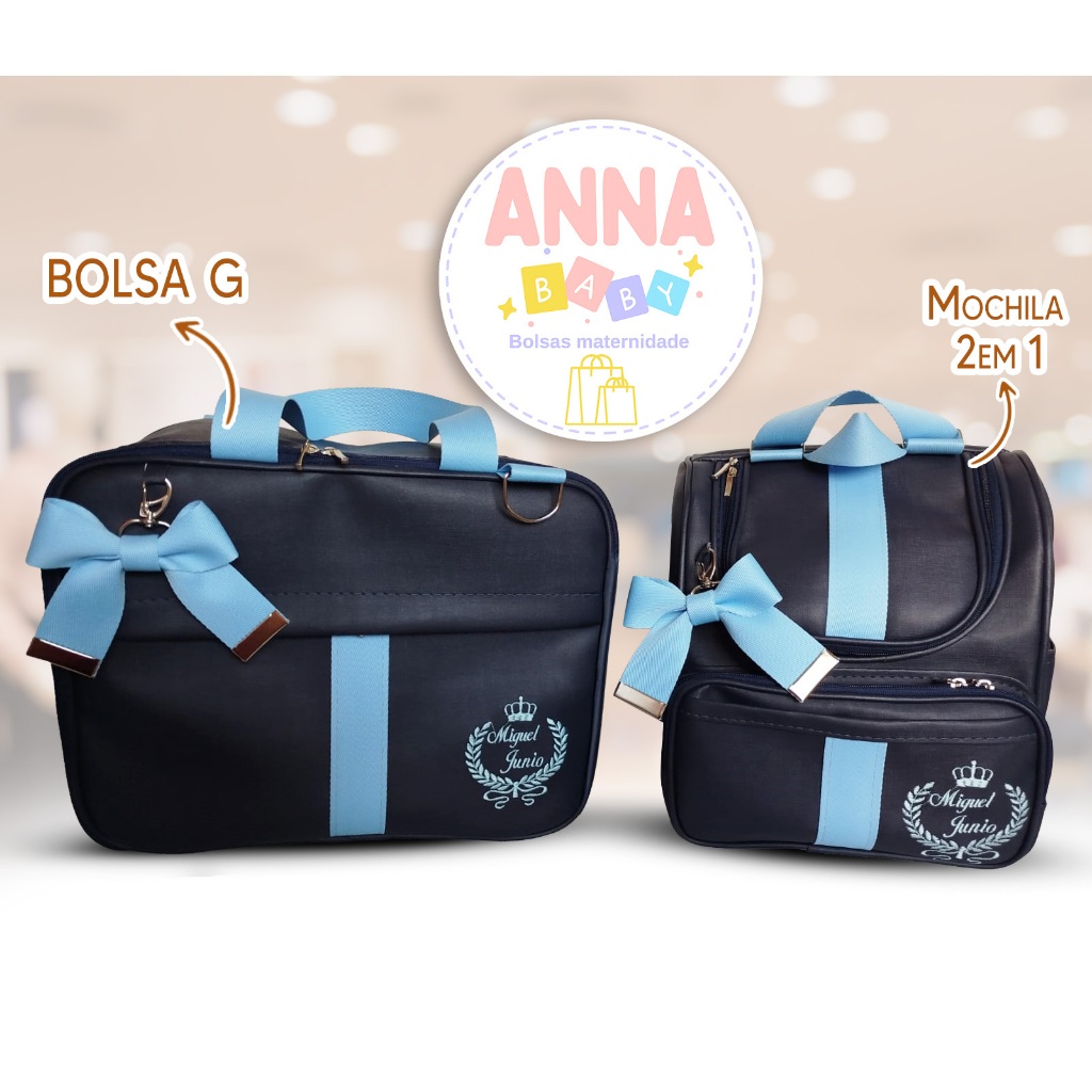 Kit de bolsa maternidade personalizado com 2 peças - Anna Baby Bolsas