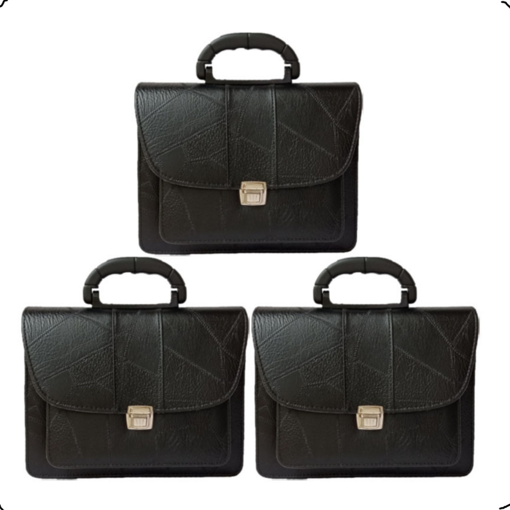 Kit 3 Pasta Bolsa Biblia Tripla Costurado Preta AP R1497-3