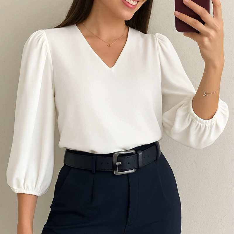 Blusa Feminina Novas Cores Manga 3/4 Evangelica Moda Social — imagem 1