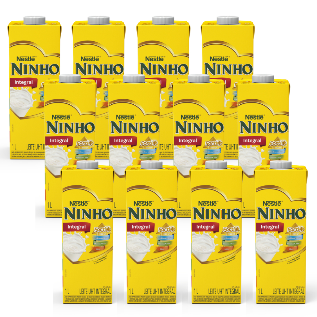 Caixa de Leite Ninho 12 Leite Ninho Integral Nestle 1L UHT